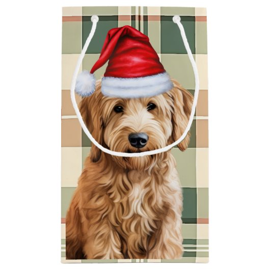 Vakantie Goldendoodle Hond en Plaid Kerstmis Klein Cadeauzakje (Achterkant)