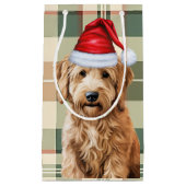 Vakantie Goldendoodle Hond en Plaid Kerstmis Klein Cadeauzakje (Voorkant)