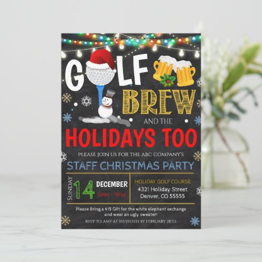 Vakantie Golfen Party uitnodiging (Staand voorkant)