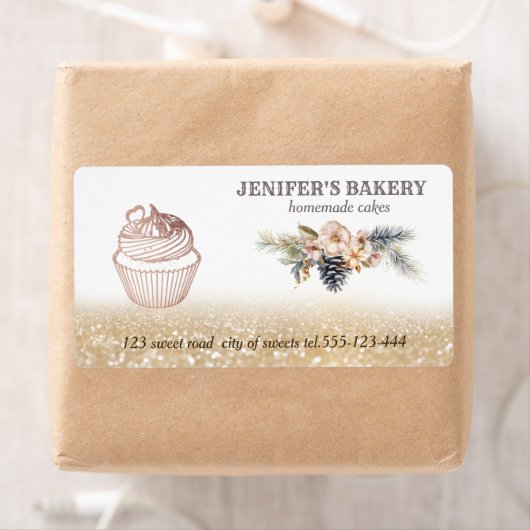 Vakantie Gouden glitter Zelfgemaakte cupcakes verp Etiket (Insitu)