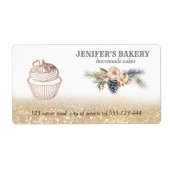 Vakantie Gouden glitter Zelfgemaakte cupcakes verp Etiket (Voorkant)