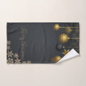 Vakantie Gouden Kerstballen Sneeuwvlokken Donker Bad Handdoek (Handdoek)