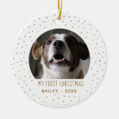 Vakantie Gouden Sneeuw Mijn eerste kersthuisdier Keramisch Ornament (Voorkant)