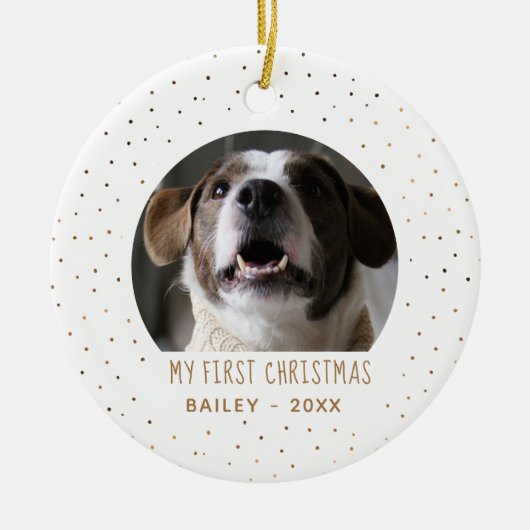 Vakantie Gouden Sneeuw Mijn eerste kersthuisdier Keramisch Ornament (Voorkant)