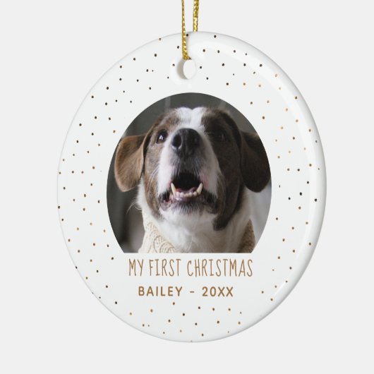 Vakantie Gouden Sneeuw Mijn eerste kersthuisdier Keramisch Ornament (Links)