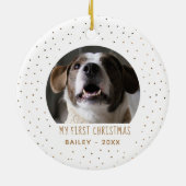 Vakantie Gouden Sneeuw Mijn eerste kersthuisdier Keramisch Ornament (Achterkant)