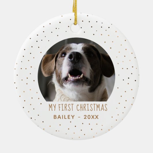 Vakantie Gouden Sneeuw Mijn eerste kersthuisdier Keramisch Ornament (Achterkant)