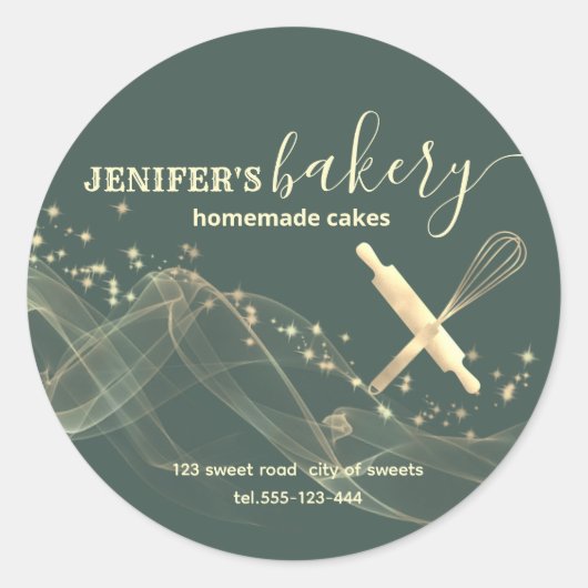 Vakantie gouden sparkle gebakken goederen bakkerij ronde sticker (Voorkant)