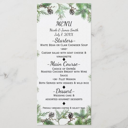 Vakantie Green & Pine Cones Country Winter Kaart (Voorkant)