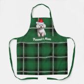 Vakantie Green Plaid Bichon Frise Hond Kerstmis Schort (Voorkant)