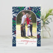 Vakantie Greenery Arch Foto Vrolijk Kerstfeest Kaa Feestdagenkaart (Staand voorkant)