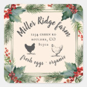 Vakantie groen  eierdoosje vierkante sticker (Voorkant)