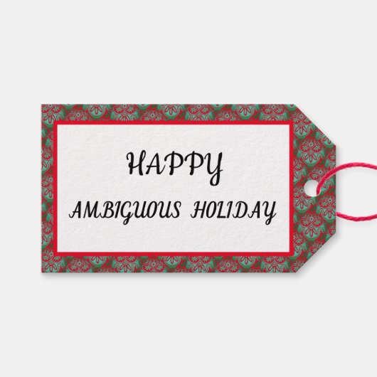 Vakantie groen en rood Cadeau label Cadeaulabel (Voorkant (Horizontaal))
