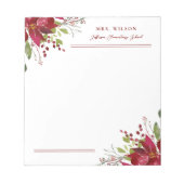 Vakantie Groen Gepersonaliseerde Leraar Gift Notitieblok (Voorkant)