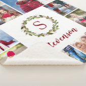 Vakantie groen krans familie monogram 12 foto sherpa deken (3/4)