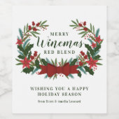 Vakantie groen Merry Winemas Custom Wijn Etiket (Enkel label)