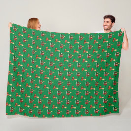 VAKANTIE GROEN MET RIJEN KERSTKAARSEN FLEECE DEKEN