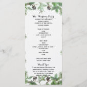 Vakantie Groen & Pine Cones Land Bruiloft Programm Programmakaart (Achterkant)