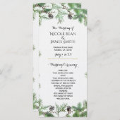 Vakantie Groen & Pine Cones Land Bruiloft Programm Programmakaart (Voorkant / Achterkant)