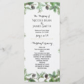 Vakantie Groen & Pine Cones Land Bruiloft Programm Programmakaart (Voorkant)