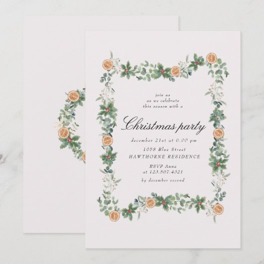 Vakantie groen Sinaasappels kerstfeest Kaart (Voorkant / Achterkant)