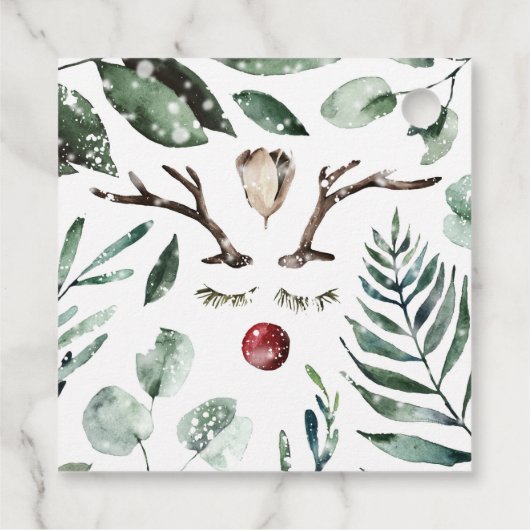 Vakantie groen Vrolijk kerstfeest Rudolph Nose Bedankjes Labels (Achterkant)