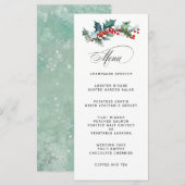 Vakantie groen Waterverf bruiloft Menu (Voorkant / Achterkant)