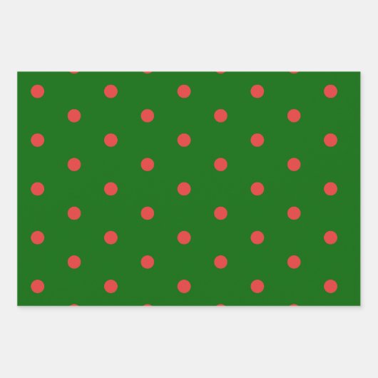 Vakantie Groene Rode Polka Dot Gift Wrapping Paper (Voorkant 2)