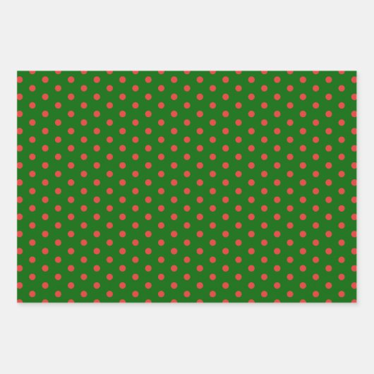 Vakantie Groene Rode Polka Dot Gift Wrapping Paper (Voorkant)