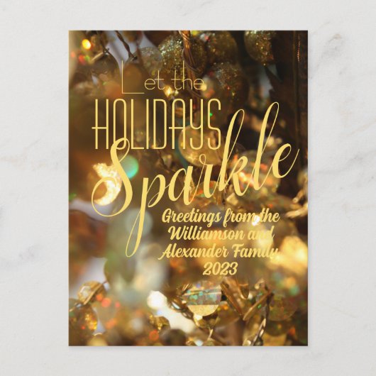 Vakantie Groet Goud Sparkle Modern Chique Briefkaart (Voorkant)