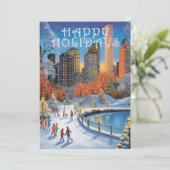 Vakantie Groeten Kaart City Park Winterschaatsen (Staand voorkant)