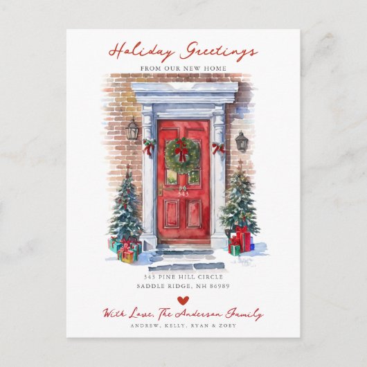 Vakantie Groeten Nieuwe Home Door Bewegende Aankon Aankondigingskaart (Voorkant)