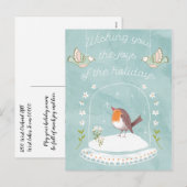 Vakantie Groeten Nieuwjaar Schattigee Vogel Sneeuw Feestdagenkaart (Voorkant / Achterkant)