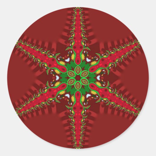 Vakantie Groeten Rode Ster Ronde Sticker (Voorkant)