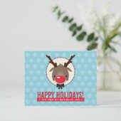 VAKANTIE GROETEN schattig rode neus rendieren rudo Feestdagenkaart (Staand voorkant)