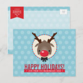 VAKANTIE GROETEN schattig rode neus rendieren rudo Feestdagenkaart (Voorkant / Achterkant)