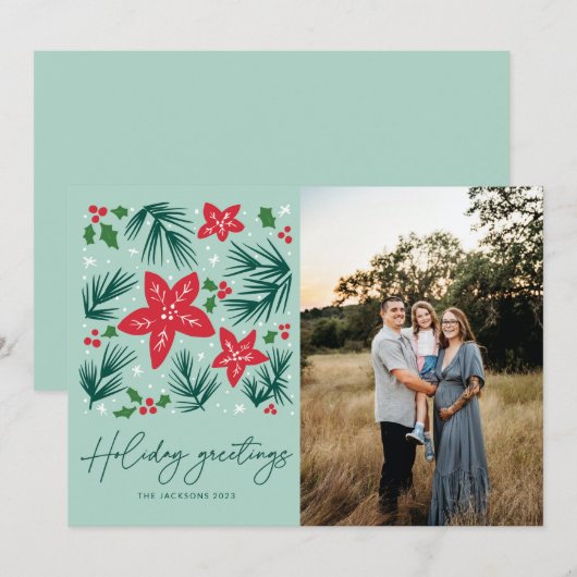 Vakantie Groeten Vrolijk kerstontwerp Feestdagenkaart (Voorkant / Achterkant)