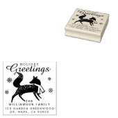 Vakantie groeten | Woodland Christmas Fox Adres Rubberstempel (Gestempeld)