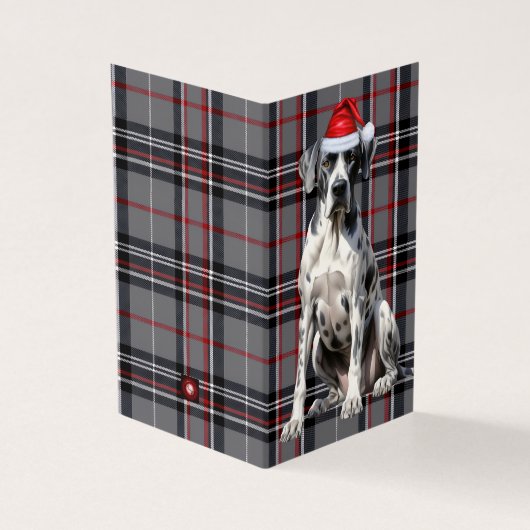 Vakantie Grote Deen Rood en Grijs Geplakt Kerstmis Kaart (Buitenkant)