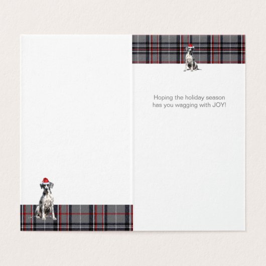 Vakantie Grote Deen Rood en Grijs Geplakt Kerstmis Kaart (Binnenkant ongevouwen)