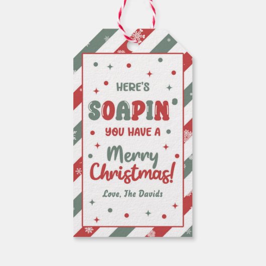 Vakantie Hand Zeep Vrolijk Kerstmis Cadeaulabel (Achterkant)