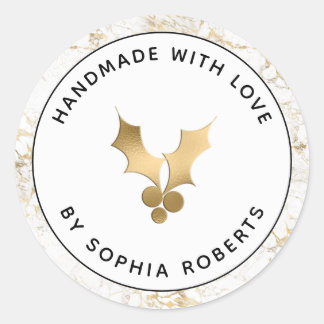 Vakantie handgemaakt met Love Gold Holly Ronde Sticker