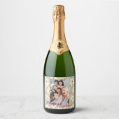 Vakantie Happy Celebration Generieke foto aanpasse Sparkling Wijnetiket (Voorkant)