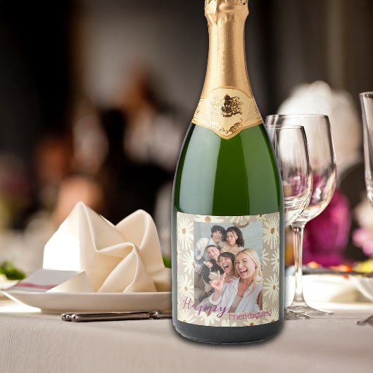 Vakantie Happy Celebration Generieke foto aanpasse Sparkling Wijnetiket