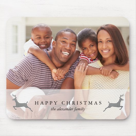 Vakantie Happy Christmas Rustic Deer Foto Mousepad Muismat (Voorkant)