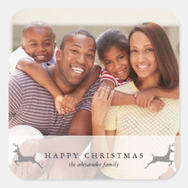 Vakantie Happy Christmas Rustic Deer Foto Sticker