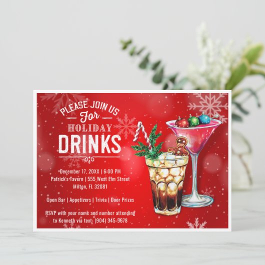 Vakantie Happy Hour uitnodiging (Staand voorkant)