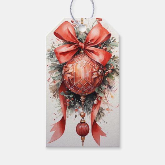 Vakantie Harmonie: Een Fusion rood & groen Cadeaulabel (Voorkant)