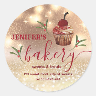 Vakantie heilige bes Glittery cupcake chef bakkeri Ronde Sticker