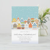 Vakantie Herdenking Kleurrijk Huis Snowy Christmas Kaart (Staand voorkant)